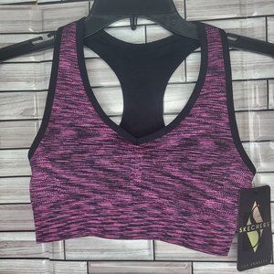 New Skechers Womens Small Racerback Sports Bra Pink Black Seamless Athletic Wear